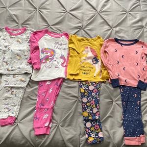 Girls size 4 long sleeve/long pant pajama bundle of 4